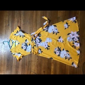 Loft yellow floral midi dress